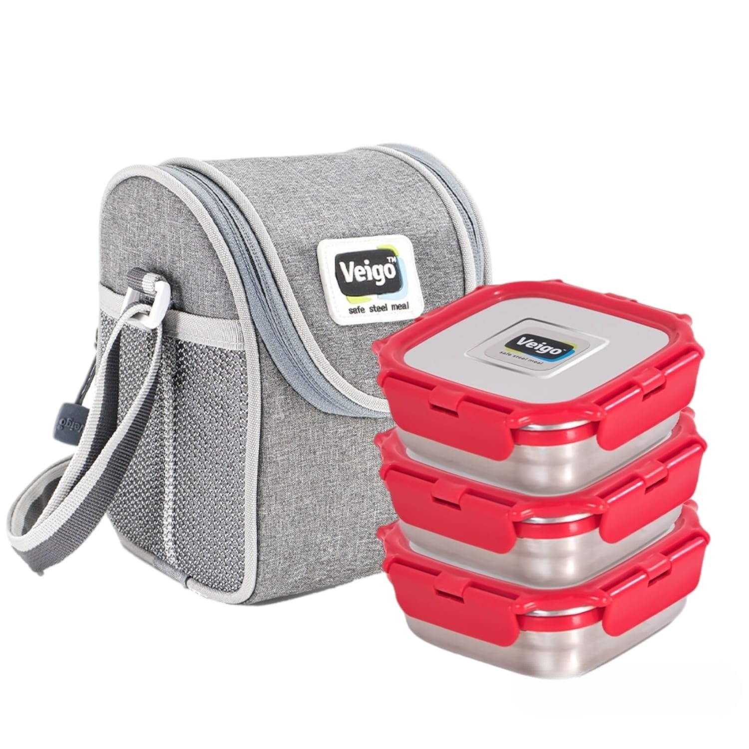 Buy Lunch Boss Combo-Tower of 3 With Lunch Bag Red at Myneemoe Online In India