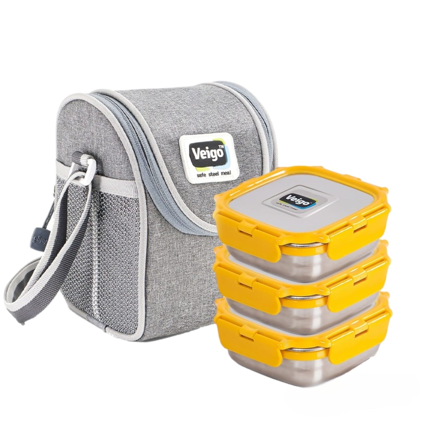 Buy Lunch Boss Combo-Tower of 3 With Lunch Bag Yellow at Myneemoe Online In India