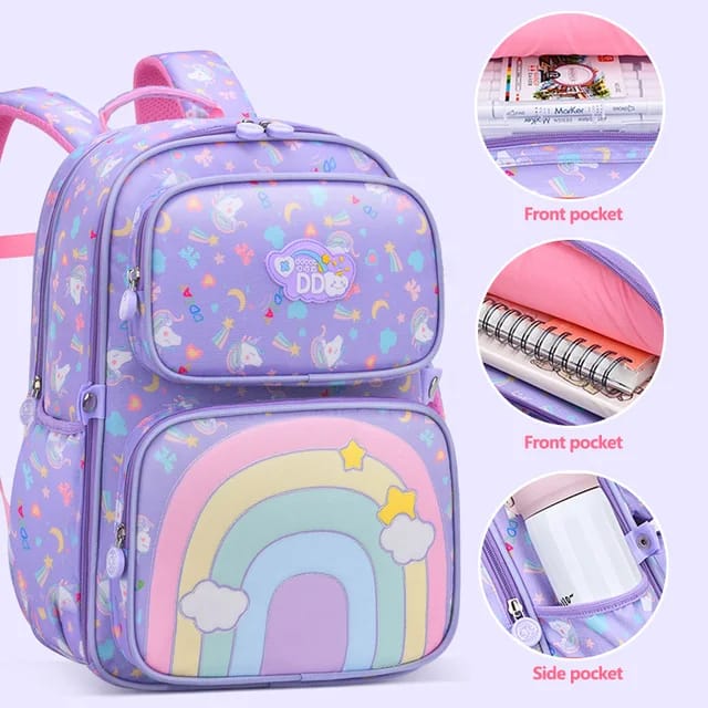 Buy MyneeMoe Rainbow Blossom School Backpack - Stylish, Durable & Waterproof Backpack - School Bag at MyneeMoe Online In India
