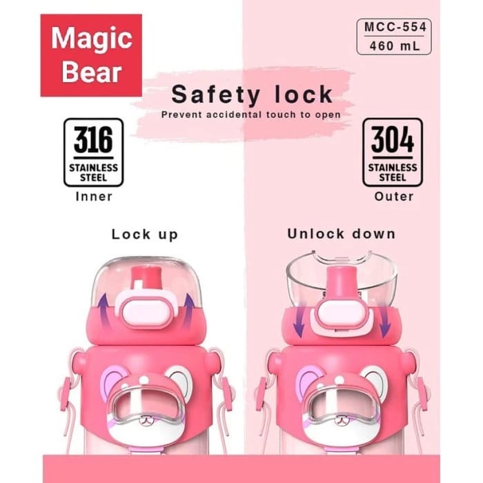 Buy Magic Bear Stainless Steel Water Bottle for Kids - Leakproof & BPA-Free at Myneemoe Online In India