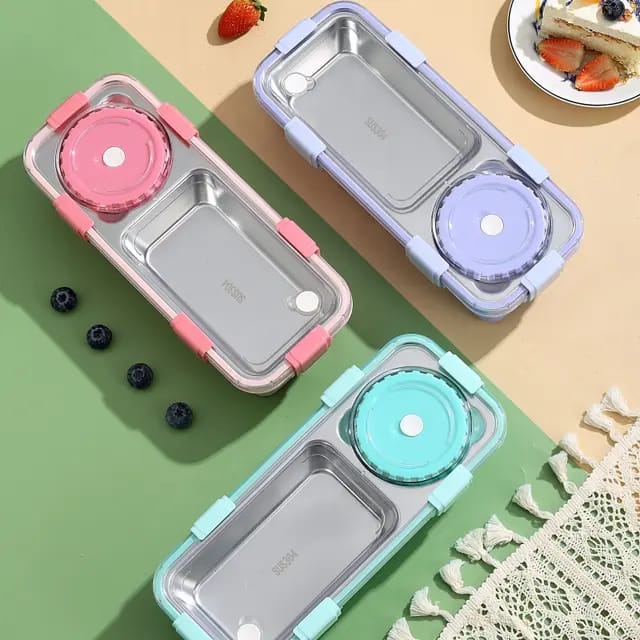 Buy MyneeMoe Lunch Buddy Stainless Steel Bento Lunch Box with Dibbie – For Solid & Gravy - Lunch Box at MyneeMoe Online In India
