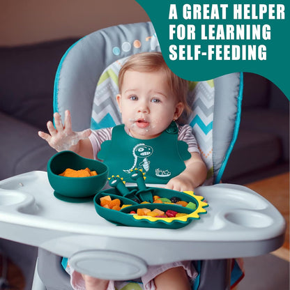 Buy Dino Feeding Set – BPA-Free, Easy-Suction for Toddlers’ Self-Feeding at MyneeMoe Online In India