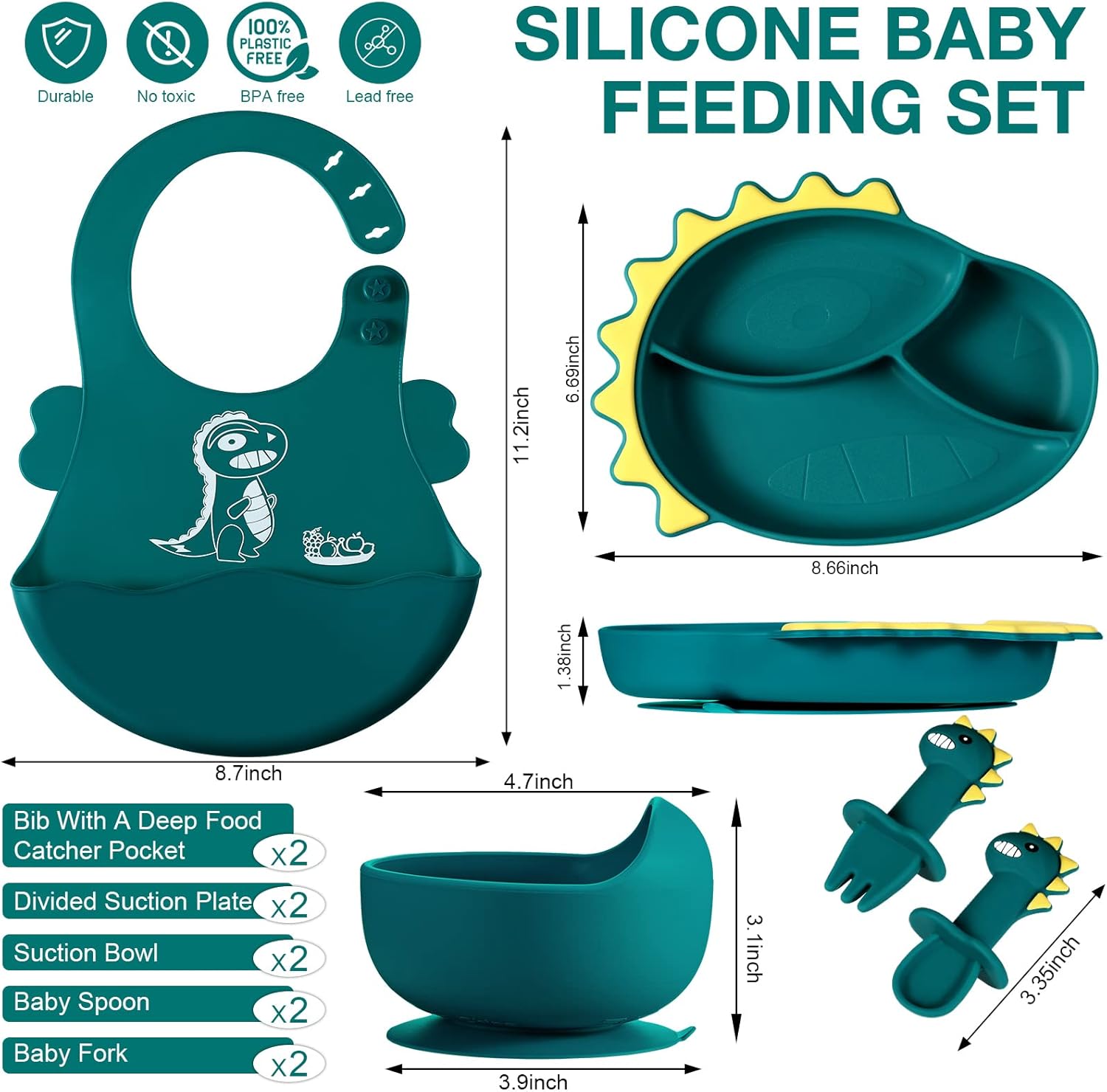 Buy Dino Feeding Set – BPA-Free, Easy-Suction for Toddlers’ Self-Feeding at MyneeMoe Online In India