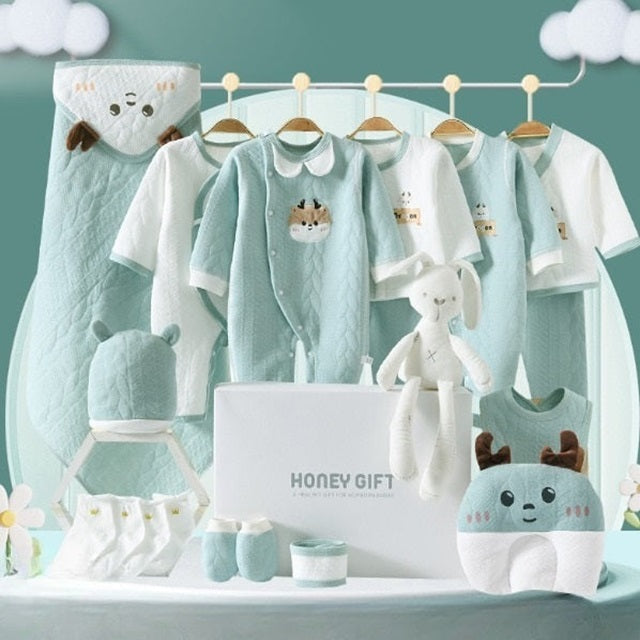 Buy MyneeMoe Bundle of Joy 19 Piece Newborn Gift Set – Ultimate Baby Shower Essentials Green & White - Baby Clothing Set at MyneeMoe Online In India