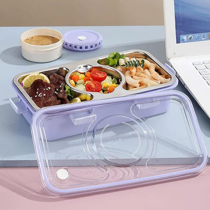 Buy Fresh Feast: Stainless Steel Bento Lunch Box with Bowl- For Solid Foods at MyneeMoe Online In India