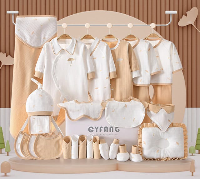 Buy MyneeMoe Little Wonders 28 Piece Newborn Gift Box – Ultimate Baby Shower Gift Set for Boys & Girls Beige - Baby Clothing Set at MyneeMoe Online In India