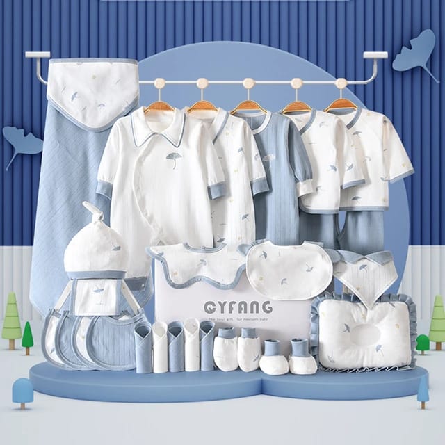 Buy MyneeMoe Little Wonders 28 Piece Newborn Gift Box – Ultimate Baby Shower Gift Set for Boys & Girls Sky Blue - Baby Clothing Set at MyneeMoe Online In India