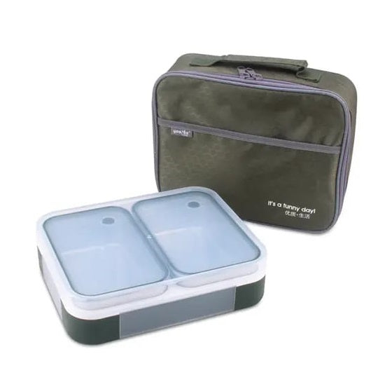 Buy Meal Station 2 "Jumbo" Compartment Stainless Steel Bento Lunch Box with Bag Sharp Green at MyneeMoe Online In India