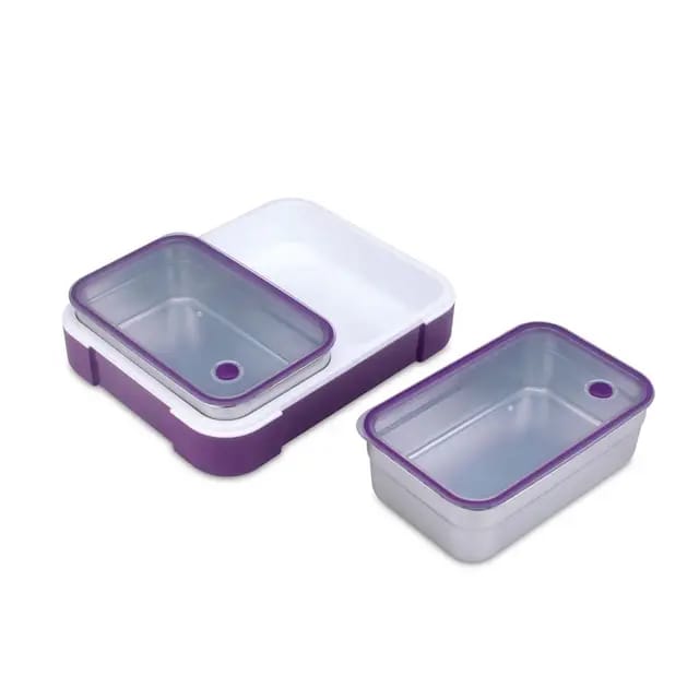 Buy Meal Station 2 "Jumbo" Compartment Stainless Steel Bento Lunch Box with Bag at MyneeMoe Online In India