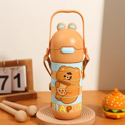 Buy Rotary Cup Kid's Water Bottle – Leakproof, Durable, and Fun Rotating Features Happy Bear at MyneeMoe Online In India