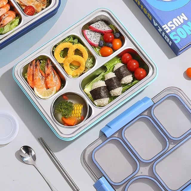 Buy Wholesome Eats 5-Compartment Bento Lunch Box with Bowl at MyneeMoe Online In India