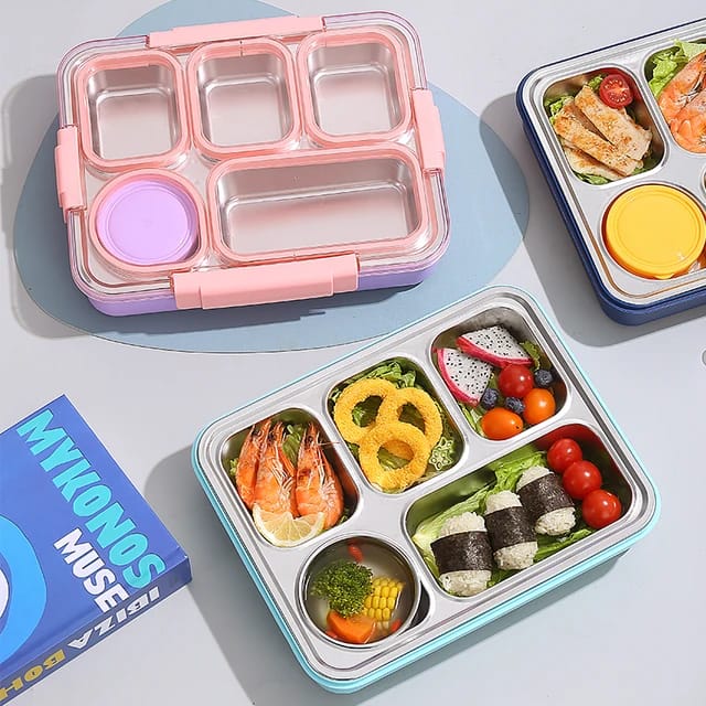 Buy Wholesome Eats 5-Compartment Bento Lunch Box with Bowl at MyneeMoe Online In India