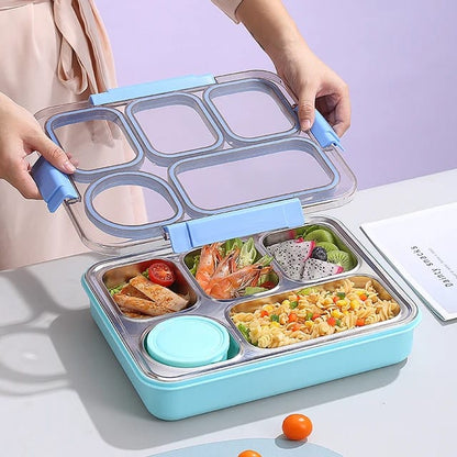 Buy Wholesome Eats 5-Compartment Bento Lunch Box with Bowl at MyneeMoe Online In India