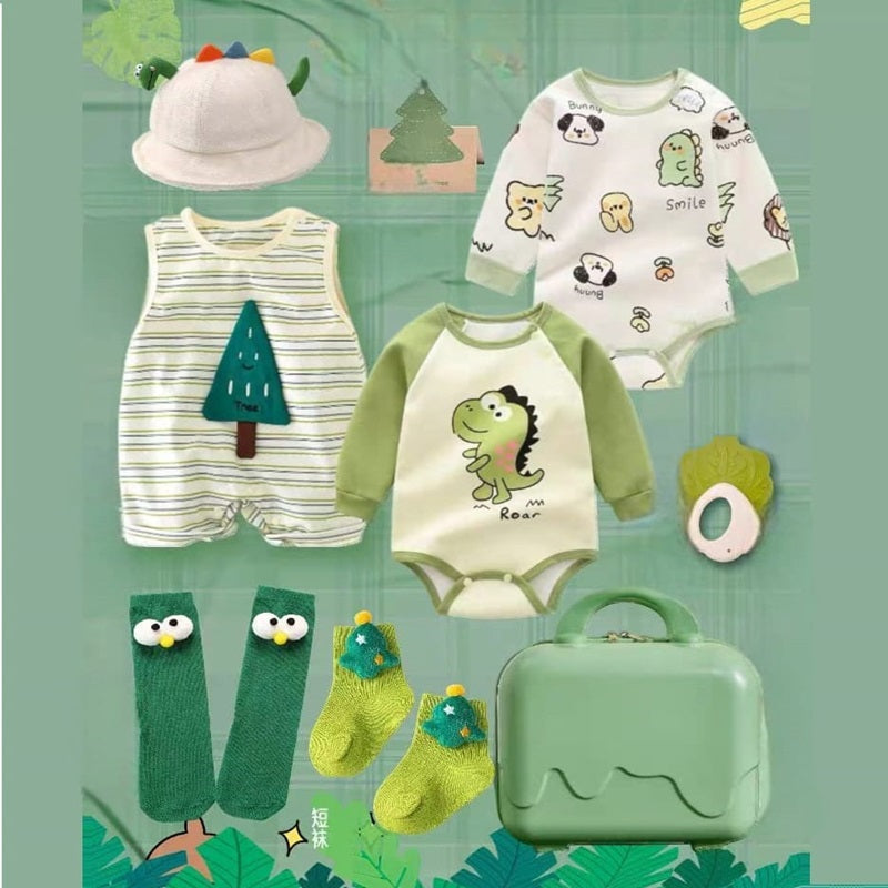 Buy Happy Dino 10-Piece Baby Clothing Set – Playful Dinosaur Theme for 6-12 Months at MyneeMoe Online In India