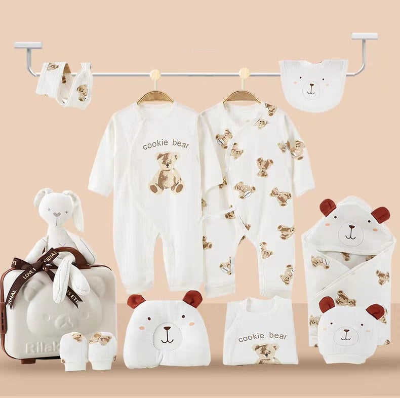 Buy Cookie Bear 26-Piece Newborn Clothing Gift Set – Cozy Bear-Themed Essentials for Babies at MyneeMoe Online In India