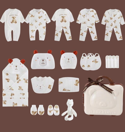 Buy Cookie Bear 26-Piece Newborn Clothing Gift Set – Cozy Bear-Themed Essentials for Babies at MyneeMoe Online In India