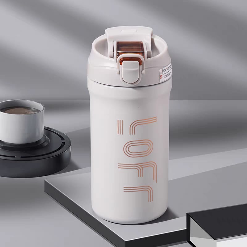 Buy Lofr Versatile Stainless Steel Coffee Mug with Dual Mouth White at Myneemoe Online In India