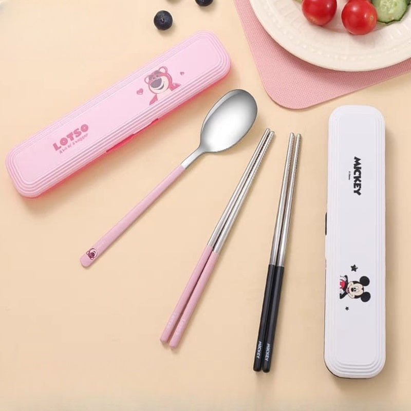 Buy MyneeMoe Disney Latso & Mickey Theme Stainless Steel Cutlery Set – Spoon, Fork & Chopsticks - Cutlery Set at MyneeMoe Online In India