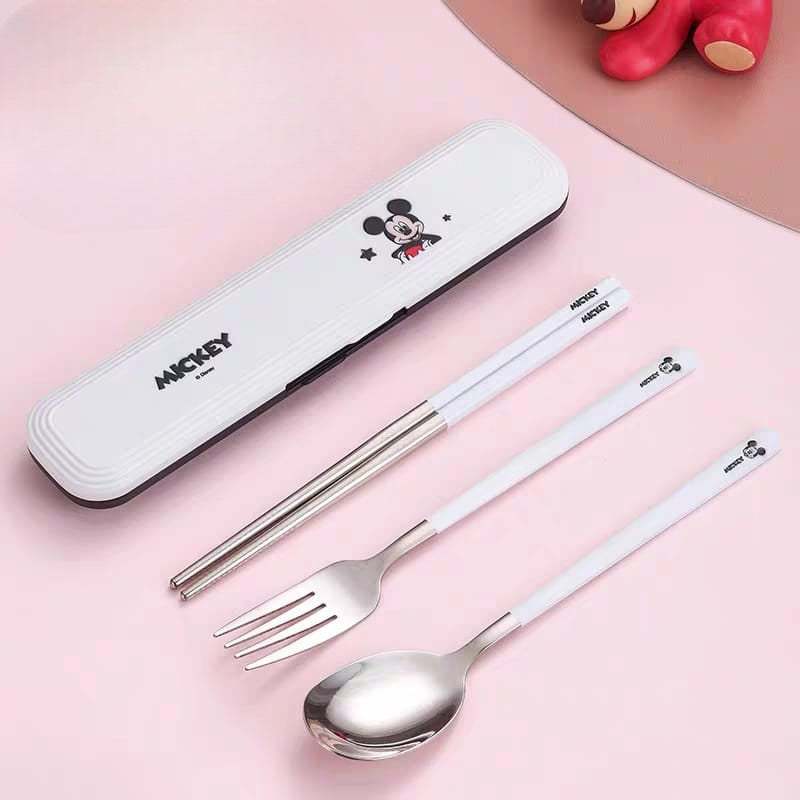 Buy Disney Latso & Mickey Theme Stainless Steel Cutlery Set – Spoon, Fork & Chopsticks Mickey-White at MyneeMoe Online In India