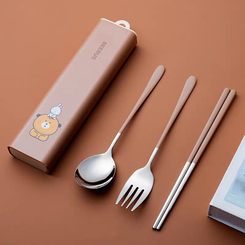 Buy MyneeMoe Beerus Theme Stainless Steel Cutlery Set – Spoon, Fork & Chopsticks Brown - Cutlery Set at MyneeMoe Online In India