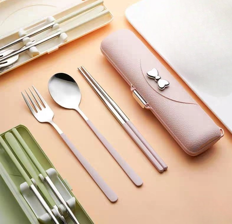 Buy MyneeMoe Glamour Bow Stainless Steel Cutlery Set – Spoon, Fork & Chopsticks - Cutlery Set at MyneeMoe Online In India