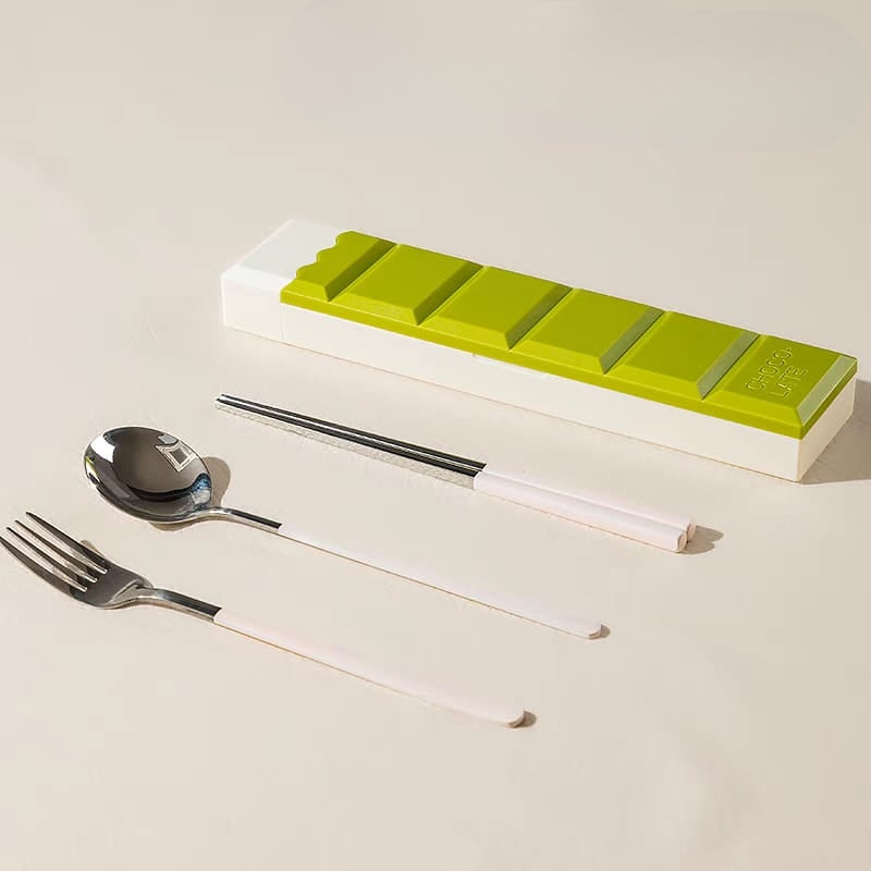 Buy MyneeMoe Choco Bliss Stainless Steel Cutlery Set – Spoon, Fork & Chopsticks Green - Cutlery Set at MyneeMoe Online In India