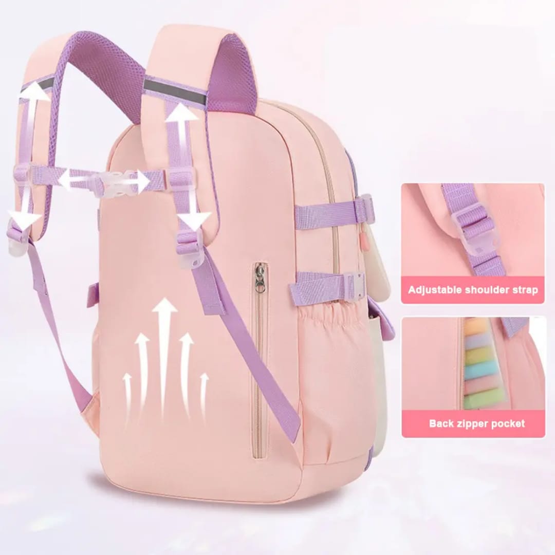 Buy MyneeMoe Soft Pastel Bunny Girls Backpack – Durable, Stylish & Spacious School Bag (Pink) - School Bag at MyneeMoe Online In India