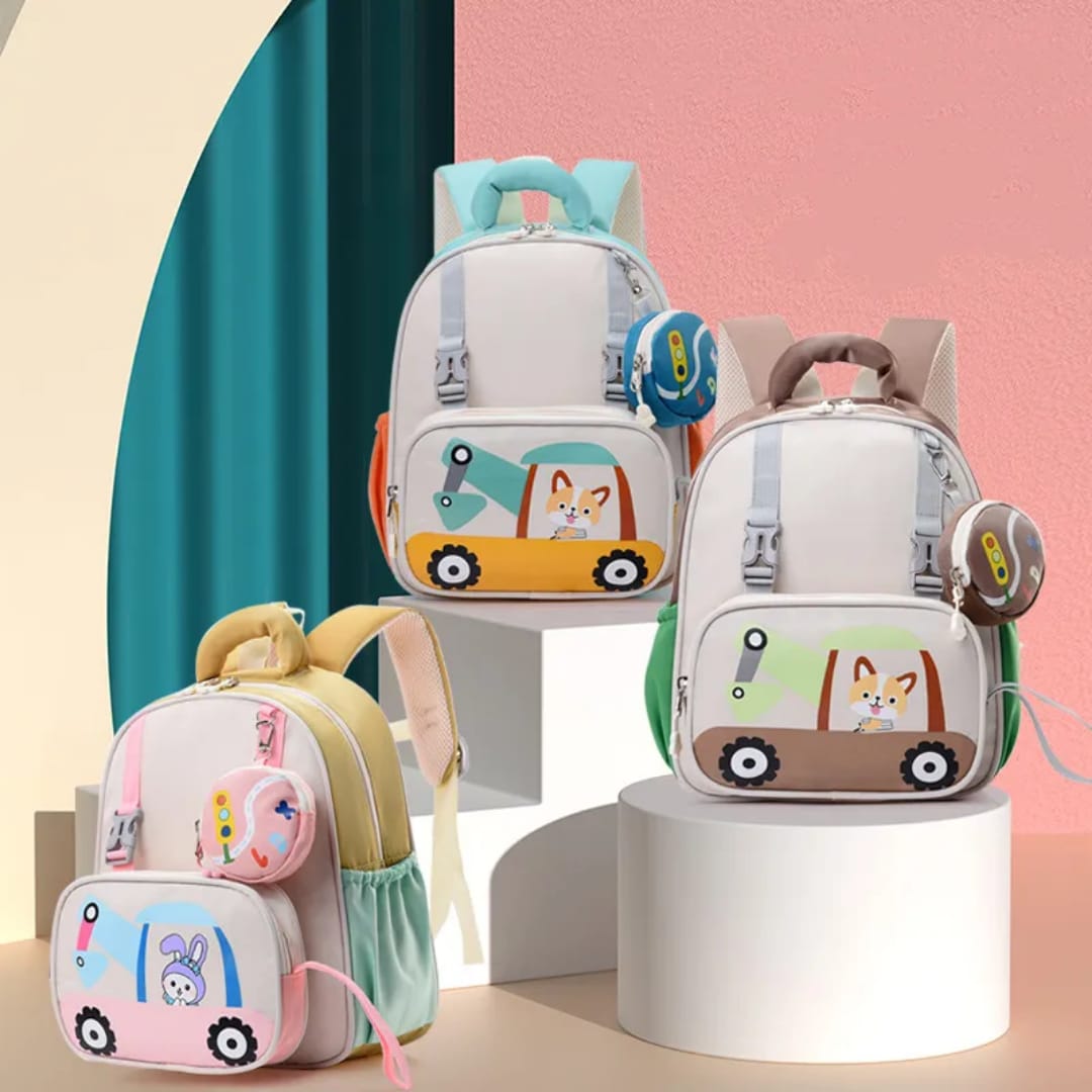 Buy MyneeMoe Crane Light-Up Kindergarten Backpack with Detachable Pocket & Cute Zipper Pouch - School Bag at MyneeMoe Online In India