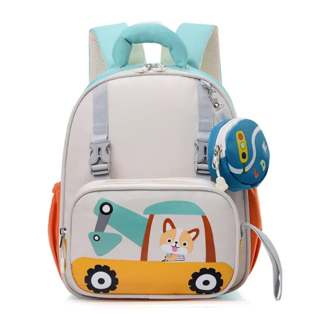Buy MyneeMoe Crane Light-Up Kindergarten Backpack with Detachable Pocket & Cute Zipper Pouch Sky Blue - School Bag at MyneeMoe Online In India