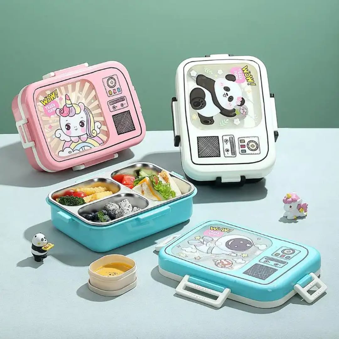 Buy MyneeMoe TVTummies 3 Compartment Stainless Steel Bento Lunch Box - Only for Solid Food - Lunch Box at MyneeMoe Online In India