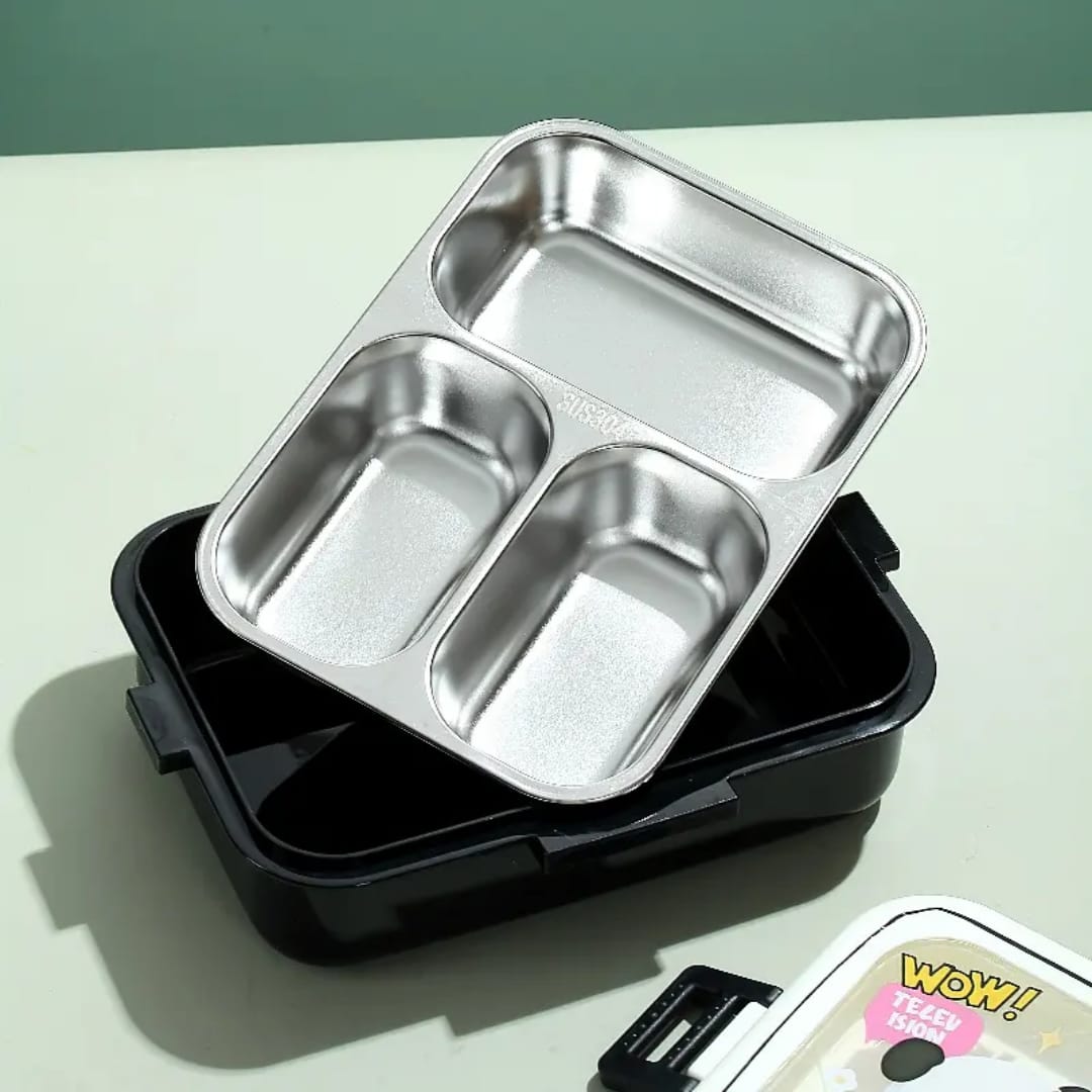 Buy MyneeMoe TVTummies 3 Compartment Stainless Steel Bento Lunch Box - Only for Solid Food - Lunch Box at MyneeMoe Online In India