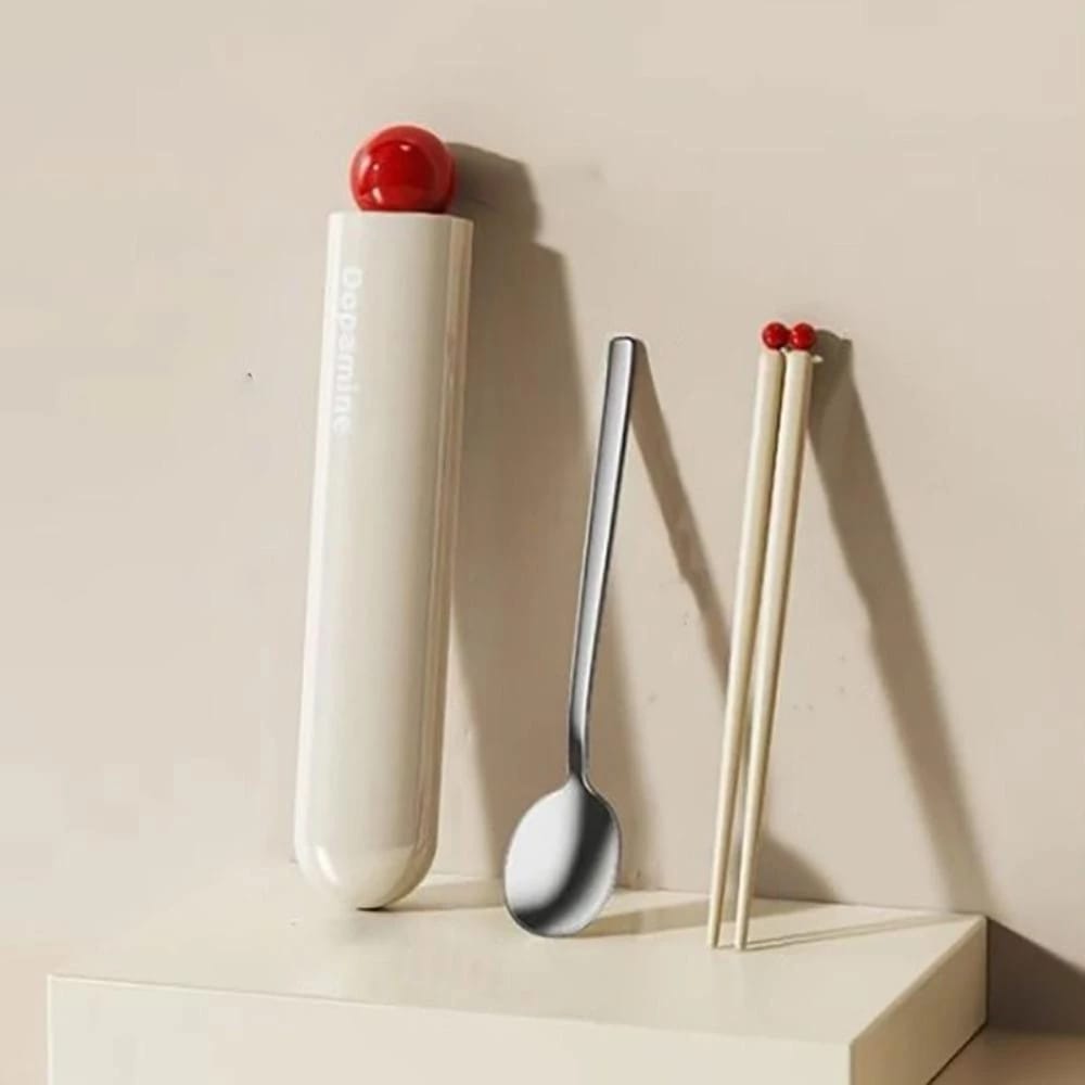 Buy MyneeMoe Dopamine Cutlery Set – Reusable Travel Utensils with Bold Design Soft Beige - Cutlery Set at MyneeMoe Online In India