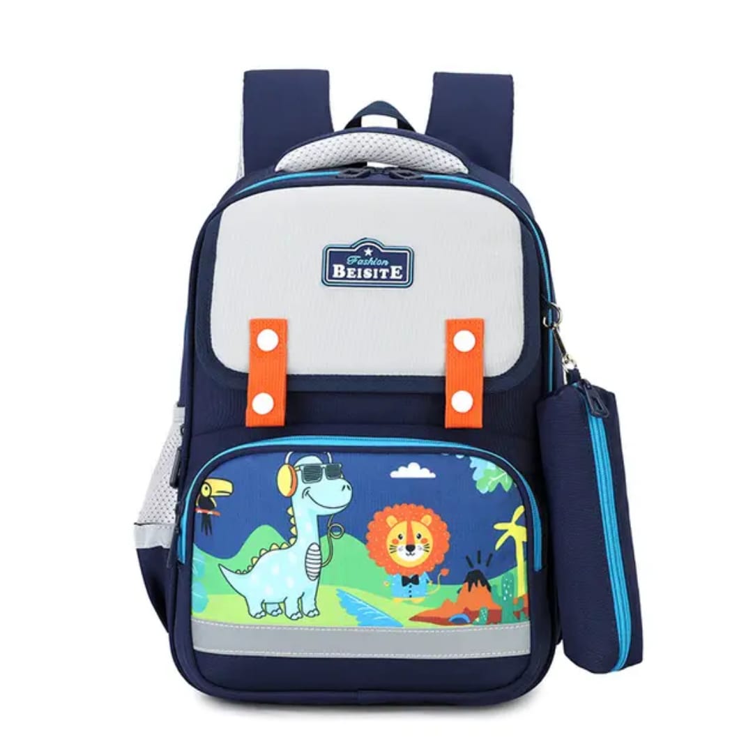Buy MyneeMoe Schoolie Kids Backpack – Lightweight, Durable & Fun Print School Bag Blue & Grey - School Bag at MyneeMoe Online In India