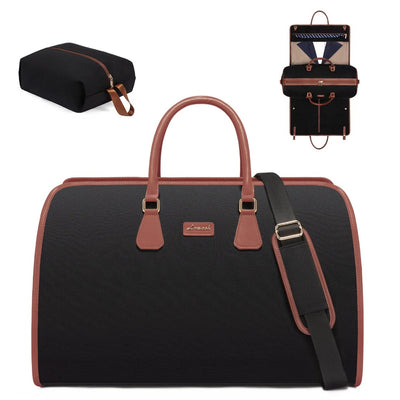 Lovevook 3 in 1 Garment Duffel Bag | Convertible Carry-On Hanging Suit Travel Bag (Black & Brown)