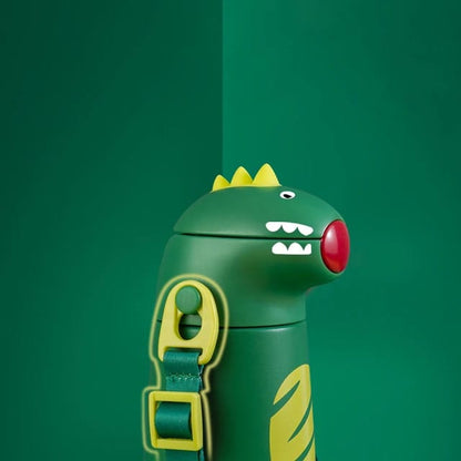 Buy Dino Insulated Kids Water Bottle – Vacuum Flask with Straw & Strap at MyneeMoe Online In India