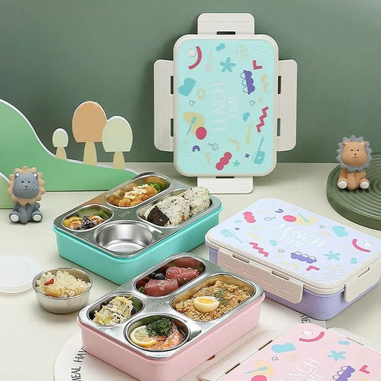 Buy Bento Elite 4 Compartment Stainless Steel Lunch Box with Bowl at MyneeMoe Online In India