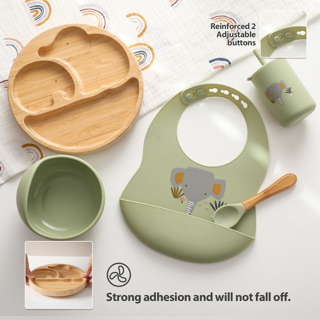 Buy Ellie Bamboo Suction Feeding Set – Eco-Friendly & Safe for Mess-Free Mealtime at MyneeMoe Online In India