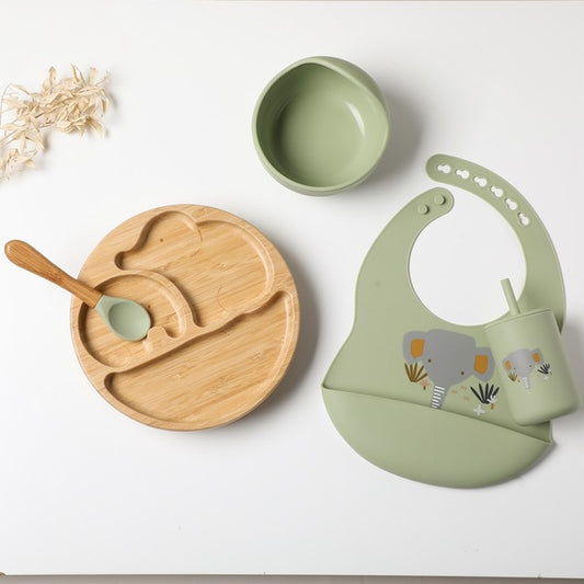 Buy Ellie Bamboo Suction Feeding Set – Eco-Friendly & Safe for Mess-Free Mealtime at MyneeMoe Online In India