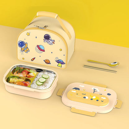 Buy Space-Themed Kids Lunch Box with Insulated Lunch Bag Yellow at Myneemoe Online In India