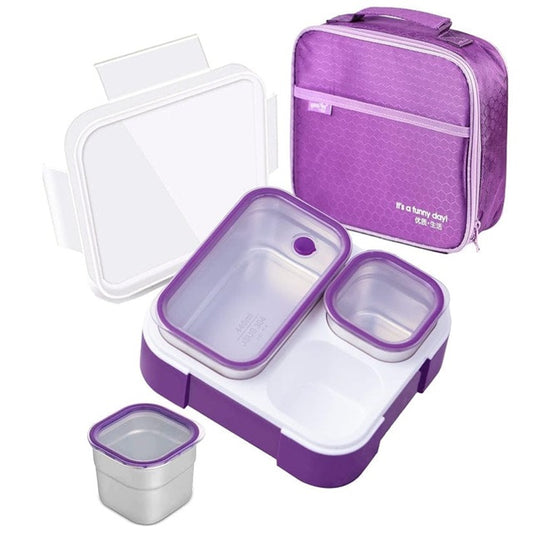 Buy Meal Station 3 Compartment Stainless Steel Bento Lunch Box with Bag at Myneemoe Online In India