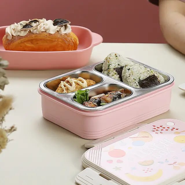 Buy DailyDine 3 Compartment Stainless Steel Lunch Box at MyneeMoe Online In India