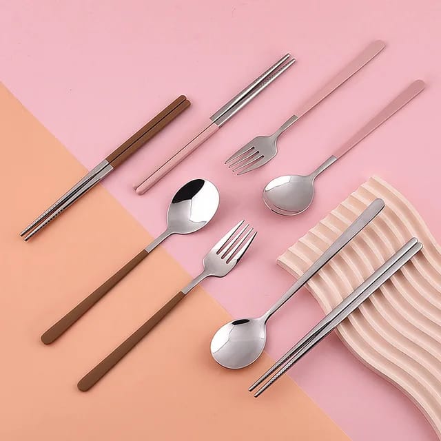 Buy Timeless Stainless-Steel Cutlery Set - Durable Spoon, Fork & Chopsticks at MyneeMoe Online In India