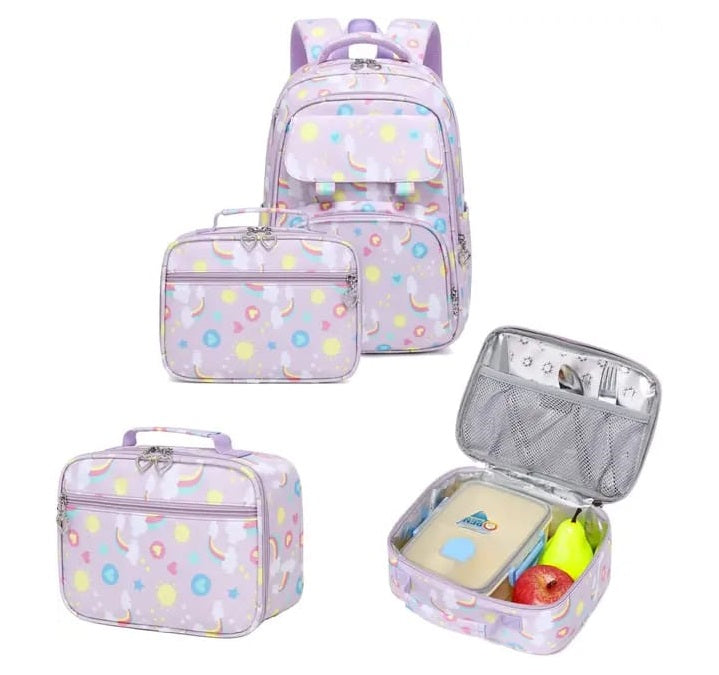 Buy Magical Rainbow Waterproof School Bag Combo - Backpack, Lunch Bag & Pencil Case at MyneeMoe Online In India