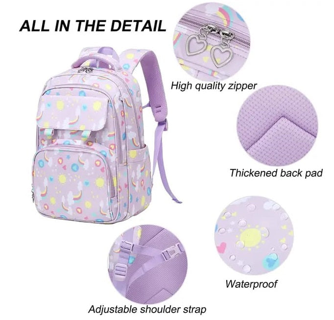 Buy Magical Rainbow Waterproof School Bag Combo - Backpack, Lunch Bag & Pencil Case at MyneeMoe Online In India