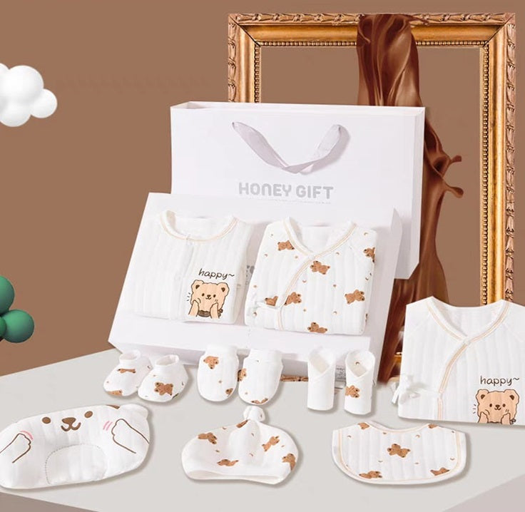 Buy Happy Bear Honey Gift 26 PCs Newborn Baby Shower Gift Set – Deluxe Baby Hamper at Myneemoe Online In India