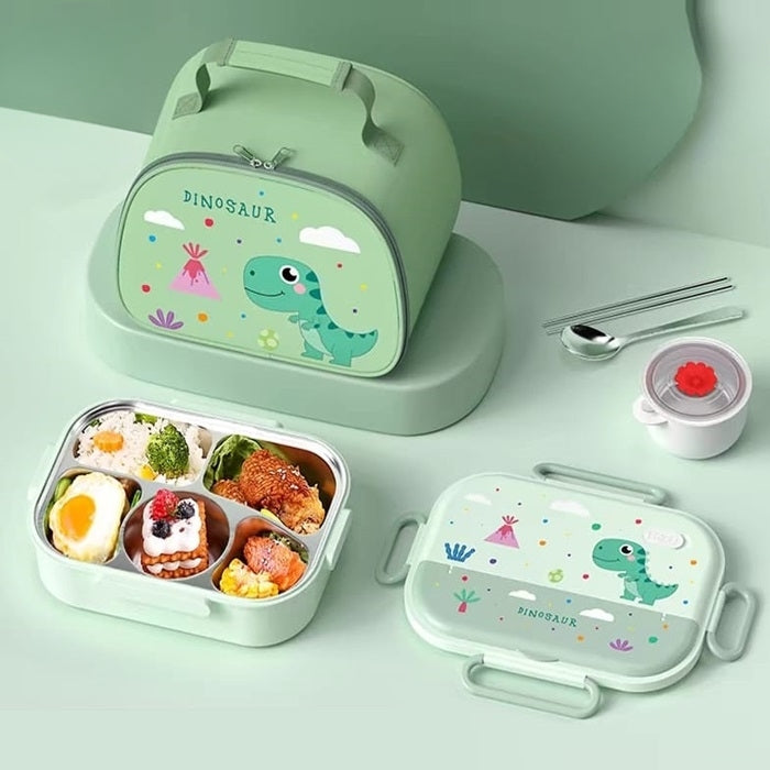 Buy Bon Appetit Stainless Steel Lunch Box Insulated Lunch Bag Dino-5 Comp. With Round Bag at Myneemoe Online In India