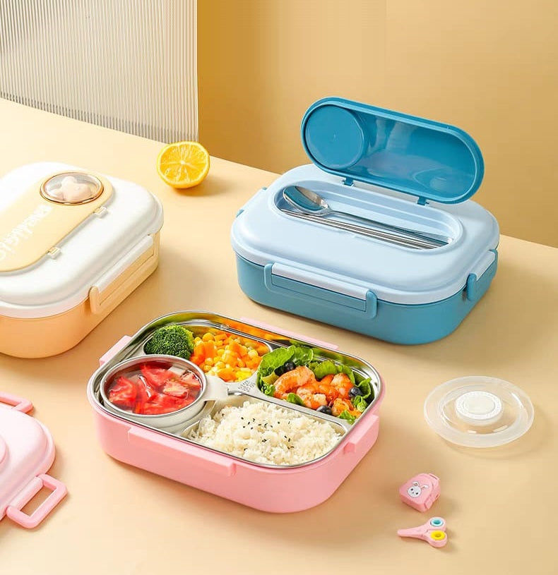 Delicious Meal Stainless Steel Lunch Box Insulated Lunch Bag Yellow Bear