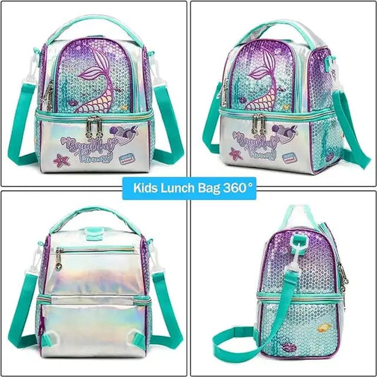 Buy FrescoPack Insulated Lunch Bag – Double Compartments | Waterproof & Stylish (Mermaid) Mermaid at MyneeMoe Online In India