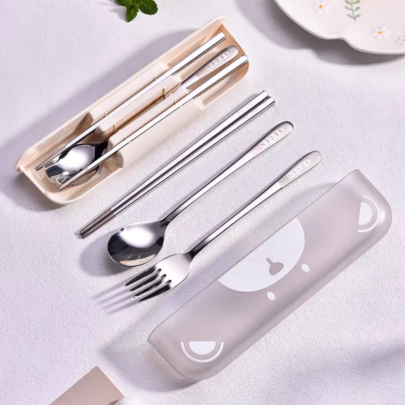 Buy Crystal-Clear Stainless-Steel Cutlery Set – Spoon, Fork & Chopsticks at MyneeMoe Online In India