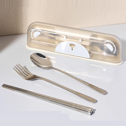 Buy Crystal-Clear Stainless-Steel Cutlery Set – Spoon, Fork & Chopsticks Sandstone at MyneeMoe Online In India